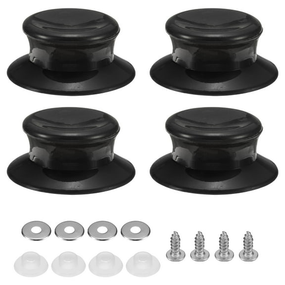 4pcs Pot Pan Lids Replacement Knob, Plastic Pan Cover Holding Handles for Skillets Cookware Covers, Black