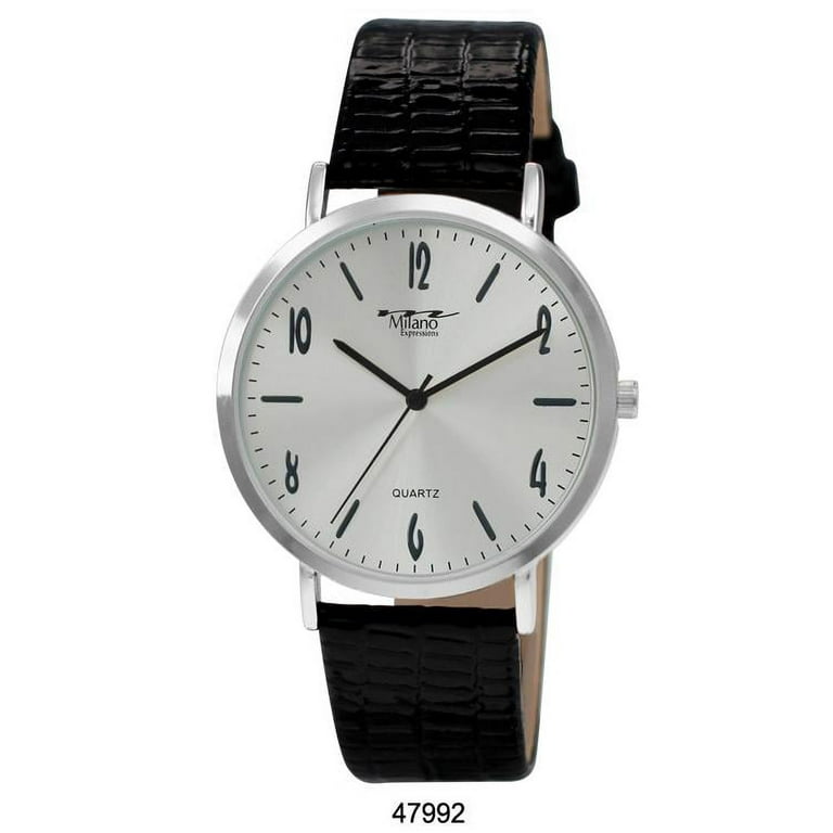 M Milano Expressions 47992 Black Leather Band Mens Watch with M Milano Expressions 47992 Black Leather Band Mens Watch with