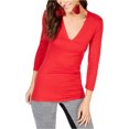 thumbnail image 1 of I.N.C Womens V-Neck Basic T-Shirt, Red, Medium, 1 of 1
