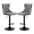 thumbnail image 5 of Tcbosik Swivel Bar Stools Set of 2, 24.8"-33" Height Adjustable Velvet Upholstered Barstool with Button Tufted Back, Counter Stool for Dining Room, Kitchen Island, Gray & Black, 5 of 10