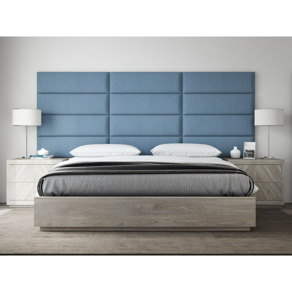 Monterey Upholstered Headboards Accent Wall Panels Packs Of 4 Suede Blue Easy To Install