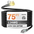 thumbnail image 1 of Cable de alimentación Deeklify de 75 pies, 12 AWG, impermeable para exteriores, 125 V, 15 A, 1 of 7