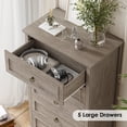 thumbnail image 6 of Homfa 5 Drawer Tall Dresser, Chest of Drawers Storage Cabinet for Bedroom Living Room, Wash Gray, 6 of 6