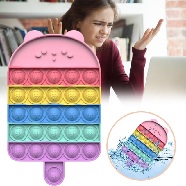 Juguete De Descompresión De Helado De Oso De Color, Juguete De Juego De Burbujas De Silicona Impermeable Para Aliviar El Estrés, Juguete Sensorial Unisex sonducket FN006154-00