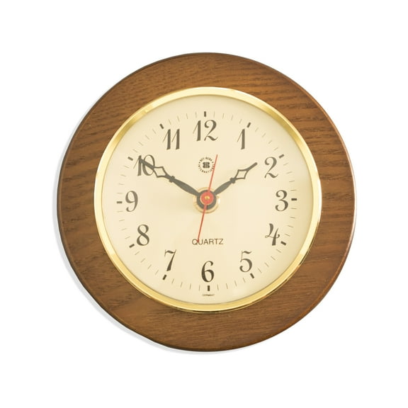 Quartz Clock on 5" Cherry Wood with Brass Bezel.