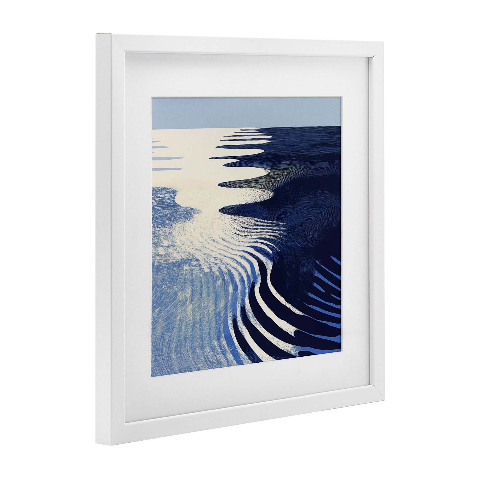 Stupell Industries Abstract Cobalt Ripples White Framed Print Under Glass, design by Walker Noble