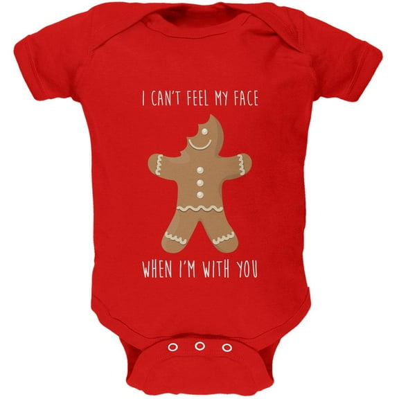 Christmas Gingerbread Man Can't Feel My Face Soft Baby One Piece Red 9-12 M
