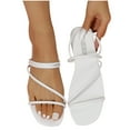 thumbnail image 4 of Anuirheih Women's Strappy Slide Sandals Rhinestone Open Toe Flat Sandals Slip On Casual Summer Beach Sandals(White), 4 of 5