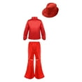 thumbnail image 2 of YONGHS Boys Girls Sequins Hip Hop Jazz Choir Disco Dance Outfits Shirt with Flared Pants Hat Set Red 13-14, 2 of 7