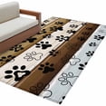 thumbnail image 2 of Area Rug 48×72in, Cute Dog Paw Print Farm Wood Board Floor Carpet Living Room Rug, Pet Footprints Shadow Non-Slip Welcome Mat Indoor Rugs for Bedroom Dining Room, 2 of 9
