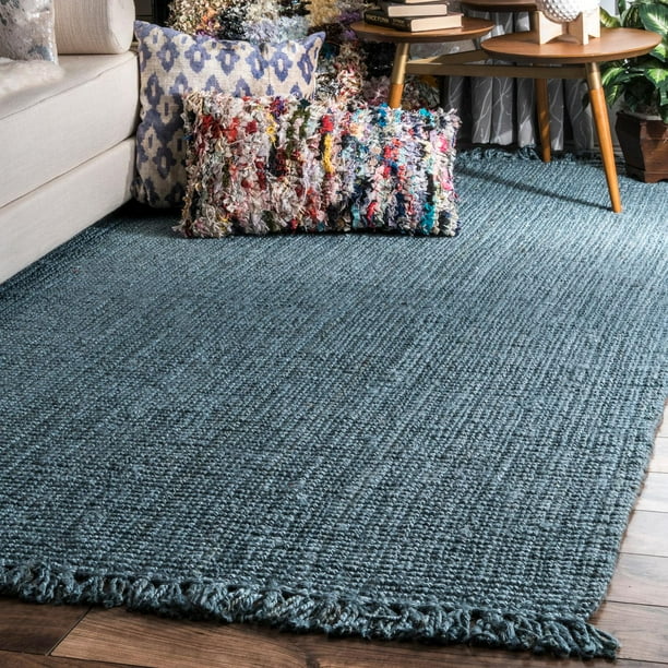 nuLOOM Daniela Farmhouse Chunky Jute Area Rug, 6' x 9', Blue