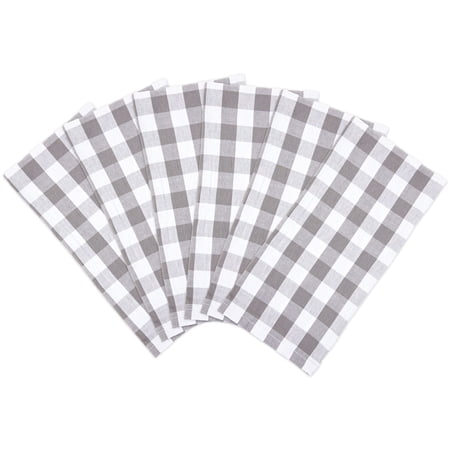 Arkwright 6 Pack of Buffalo Plaid Kitchen Towels - 20 x 30 - Grey & White