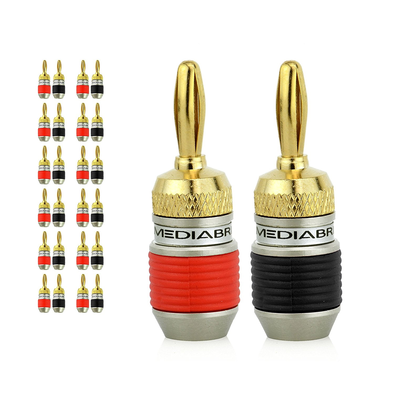 Winfred 12 Pack 90 Degree Banana Plugs 24K Gold Plated 4mm Speaker Connector Black&Red