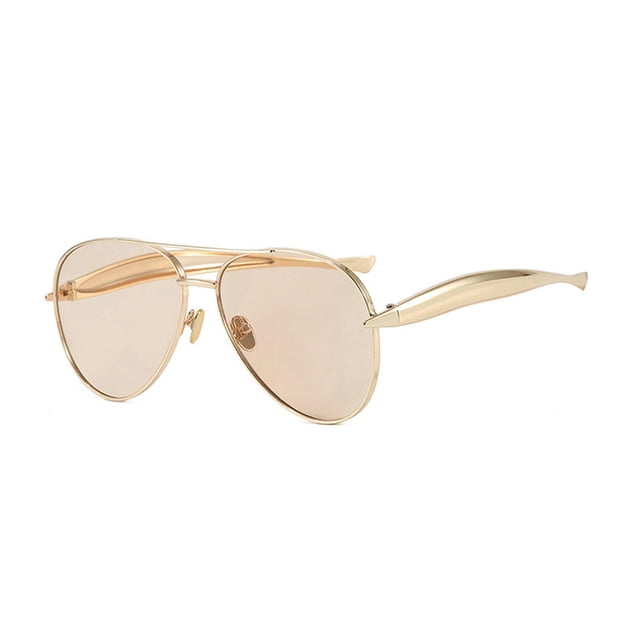 Lentes de sol laureles de moda estilo aviador grandes dorados para mujer