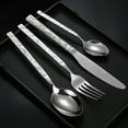 thumbnail image 5 of Vikakiooze Four-Piece Stainless Steel Knife Fork And Spoon Wood Grain Western Tableware Knife Fork And Spoon Stone Grain Handle Knife Fork And Spoon, 5 of 8