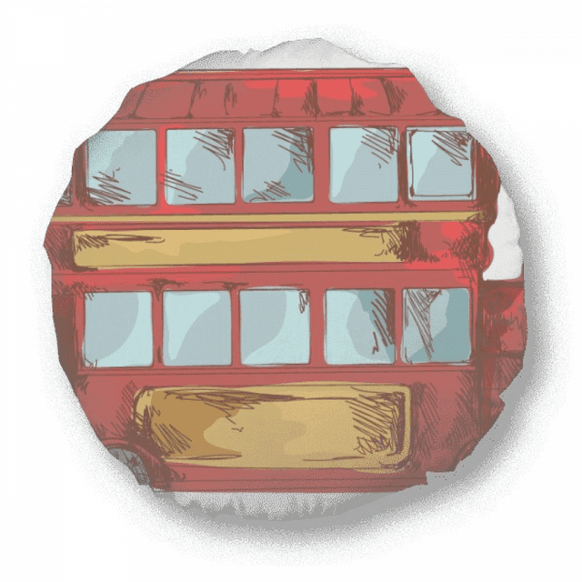 Cartoon Doubledecker Britain Country Round Throw Pillow Home Decoration Cushion