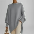 thumbnail image 5 of Women's Oversized Poncho Style Sweater, Elegant Dropped Shoulder Knit Top, Soft Luxurious Crewneck Pullover, Cozy Cape Like Design, Loose Fit Tunic, Fall Winter Comfort Wear Grey XS, 5 of 8
