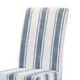 thumbnail image 5 of GDF Studio Thurber Contemporary Upholstered Dining Chairs, Set of 2, Dark Blue and Light Beige Striped Fabric and Espresso, 5 of 8