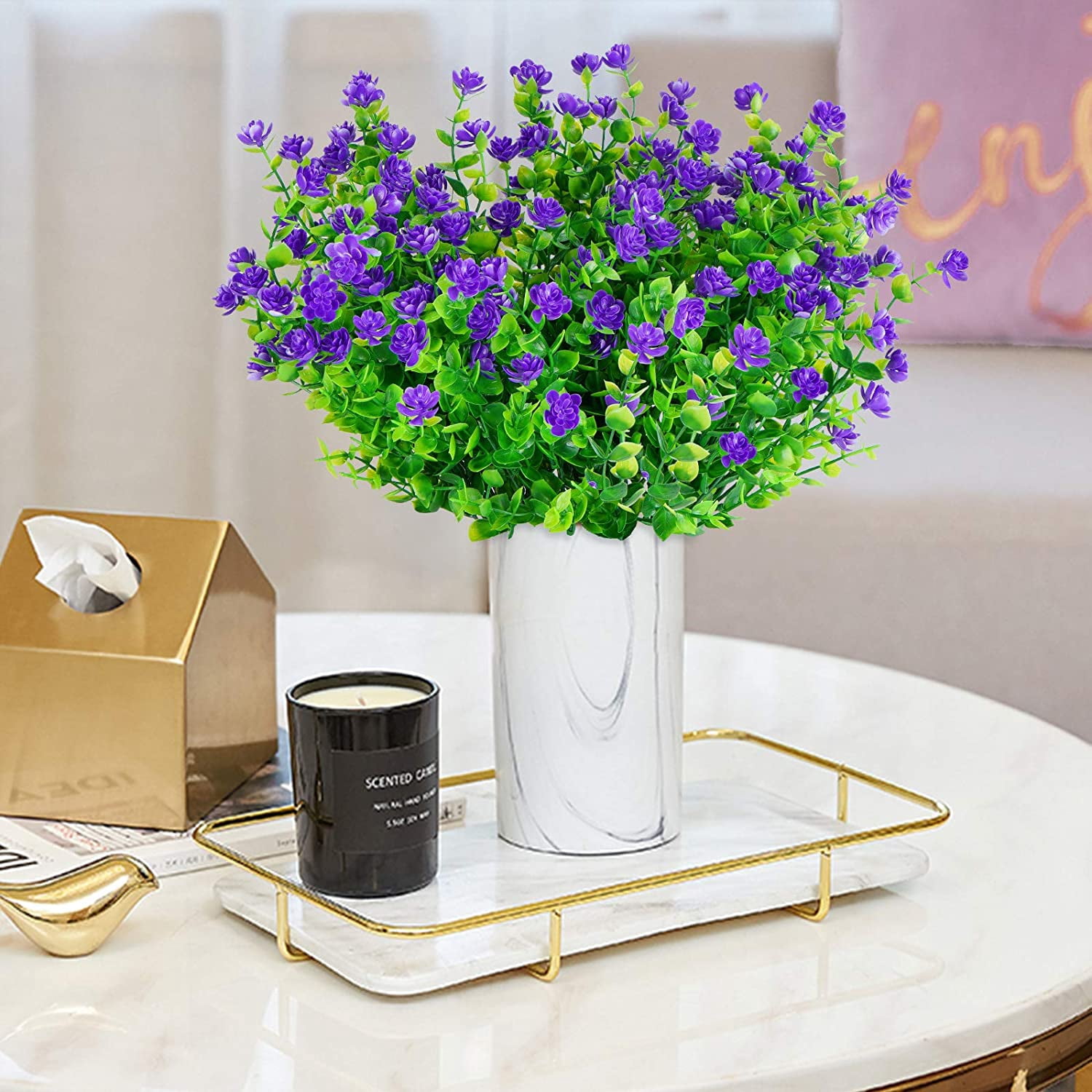 MAMOWEAR Artificial Flowers for Outdoor, 12PCS UV Resistant Fake Flowers for Decoration Indoor, No Fade Faux Plastic Hanging Plants Wedding Farmhouse Garden Porch Window Décor