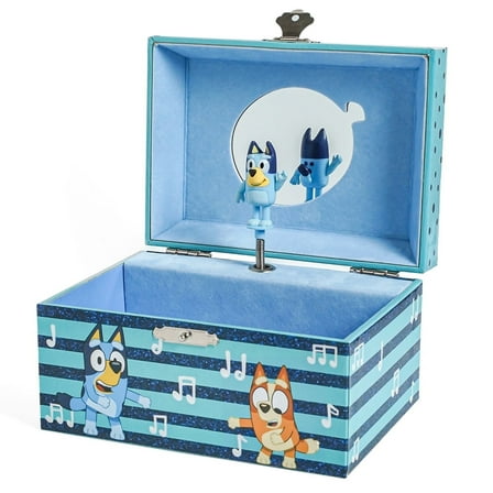 Bluey Jewelry Box for Kids  Mini Treasures Organizer with Drawer & Mirror Blue Cartoon Keepsake Gift