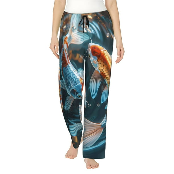 Fotbe Cute Koi Fish Serenity Pantalones de Pijama para Mujer, Pantalones de Dormir, Pantalones Pj con Cordón y Bolsillos-Medium