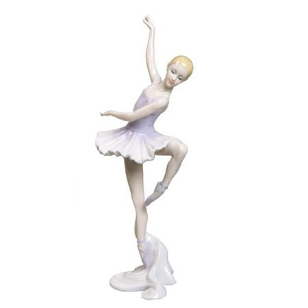 Graceful Porcelain - 10.25 Inch Porcelain Figurine Graceful Ballerina wearing Lilac Tutu