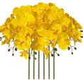 thumbnail image 1 of Flores artificiales de Phalaenopsis de 37" 6 piezas de flores artificiales de orquídea con tallo para decoración del hogar, amarillo, 1 of 6