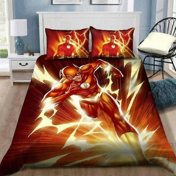 v1338 Bed Sheets The Flash Barry Allen Painting Quilt Duvet Cover Set Bedspread Queen 3-Piece Bedding Set (1 Duvet Cover + 2 Pillow Shams) Bed Sheets(135x200cm 53x78in)