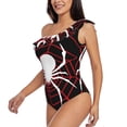 thumbnail image 3 of Picia Spider On The Web Pattern Women's One Piece Swimsuits,One Shoulder Swimwear Asymmetric ,Ruffle Monokinis Bathing Suits,High Waisted Flattering Bathing Suits-Large, 3 of 8