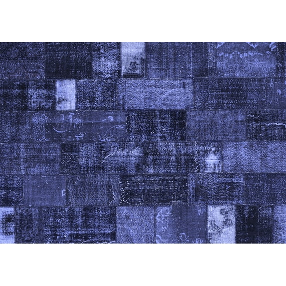 Ahgly Company Indoor Rectangle Patchwork Blue Transitional Area Rugs, 8' x 10'