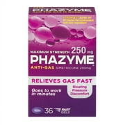 Phazyme maximum strength 250 mg anti-gas simethicone softgels, 36 ct