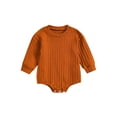thumbnail image 1 of ZAXARRA Baby Sweatshirt Romper Long Sleeve Round Neck Solid Color Ribbed Bodysuit Infant Fall Outfit, 1 of 8