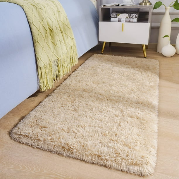 Alfombra BENRON 2x4, suave, esponjosa, lavable, color canela claro