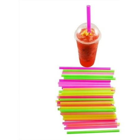 Xiao Hua Color Flat Mouth Straight Straw, Large Straw, Length 10.2 inches, Diameter 0.4 inches, Set of 100