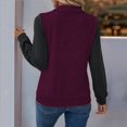 thumbnail image 4 of Blusa Holgada de Retazos con Cuello de Solapa y Botones de Larga con Bloques de Color para Mujer, Estilo Urbano Y2K Rojo Vino M, 4 of 6