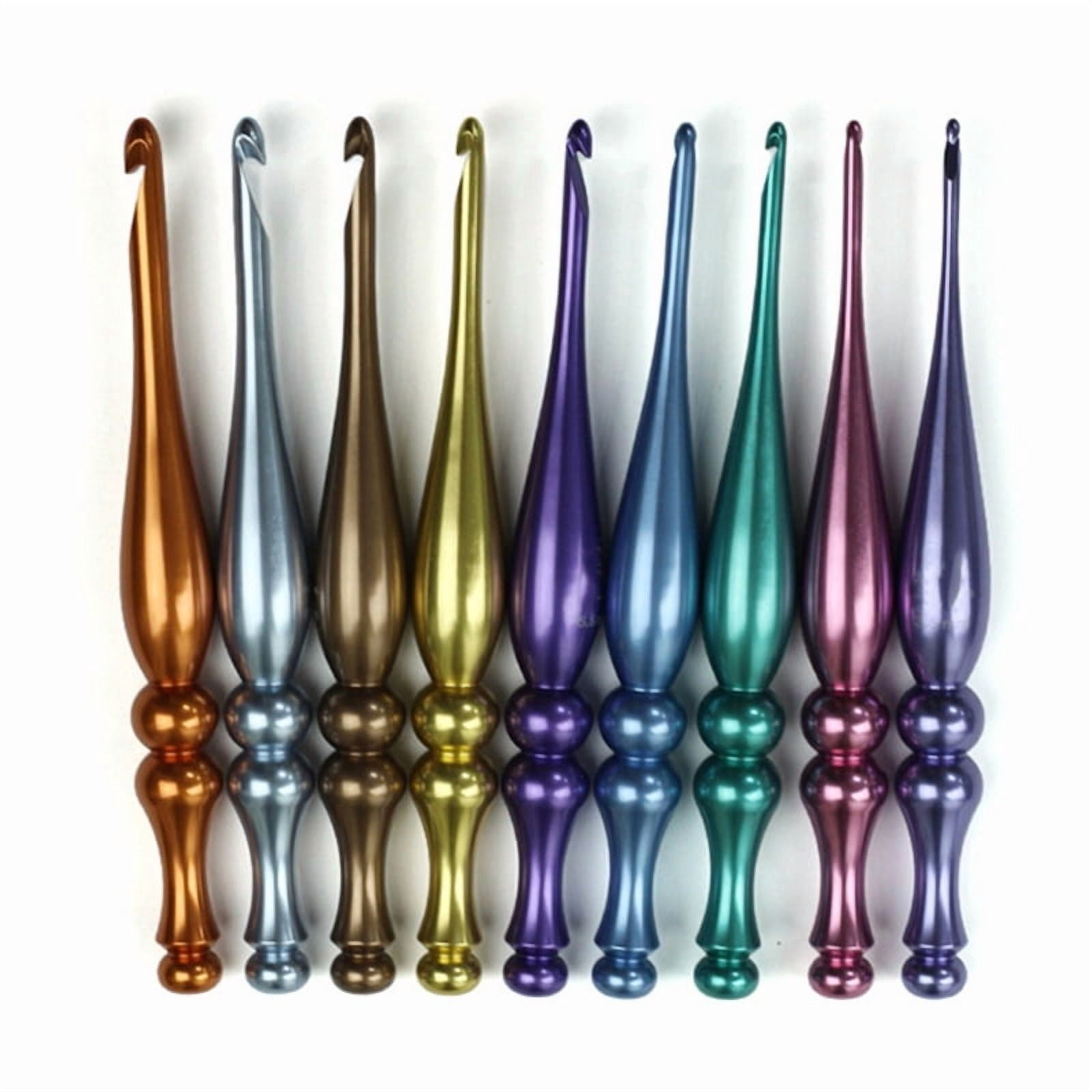 9Pcs Aluminum Alloy Crochet Hook Set Ergonomic Handle Crochet Hook Needle Knitting Tool for Crocheting 3.5mm-8.0mm