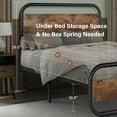 thumbnail image 7 of Catrimown Twin Size Bed Frame with LED Light Headboard, Metal Platform Bed with Wooden Headboard, Rustic Brown, 7 of 7