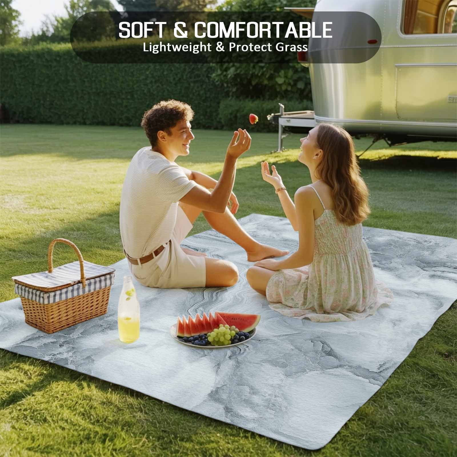 Outdoor Rug 5x8ft Abstract Gray White Marble Large Area Rug Wave Modern Art Indoor Outdoor Carpet Outdoor Rugs Mats for Patio Camping,RV,Front Door, Outside Decor