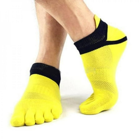 

Big Clearance! 1 Pair Sport 5 Toe Socks Men Women Non Slip Pilates Massage with Full Grip Exercise Gym Sport Sock Yellow