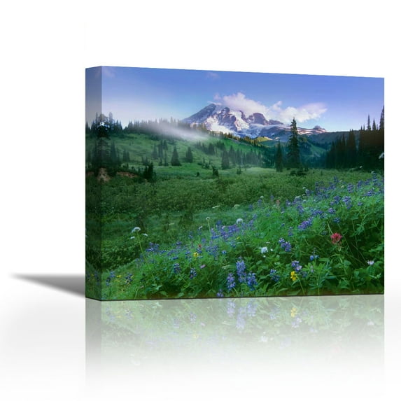 Incoming fog on Mount Rainier, Mount Rainier National Park, Washington - Contemporary Fine Art Giclee on Canvas Gallery Wrap - wall décor - Art painting - 36 x 29 Inch - Ready to Hang
