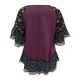 thumbnail image 4 of Jamsmile Women T-Shirts Summer Bat Sleeve Color Matching Floral Print Half Sleeve T Shirts Oversize Bohemian Pullovers Tops, 4 of 4