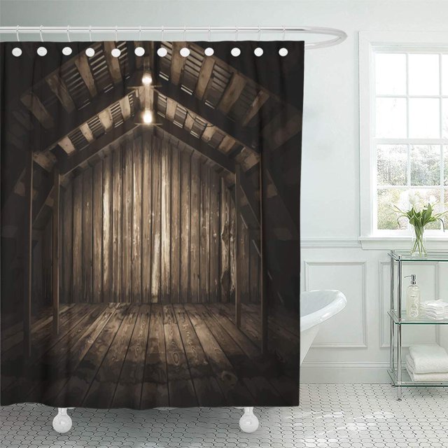 Cortina de Ducha ABPHQTO Oxidada de la Pared del Suelo Marrón Vintage 160x180 cm