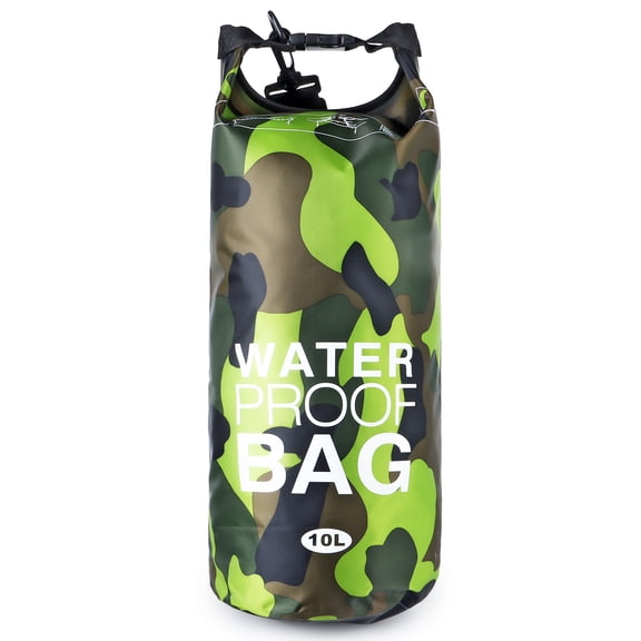 VOTUYB 10L Floating Waterproof Dry Storage Backpack with Emergency Whistle, Lightweight Water Bag for Travel Kayaking Boating Beach, Green Camo