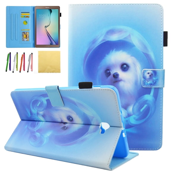 Galaxy Tab A 10.1 Case - Allytech Premium PU Leather Stand Smart Case with Auto Wake/Sleep & Card Slots for Samsung Galaxy Tab A 10.1 with No S Pen (SM-T580/T585/T587), Blue Cat