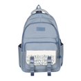 thumbnail image 1 of 1pc Fashion Simple Trendy High School Middle Students Backpack, Large Capacity Foldable Multi-functional Backpack, Outdoor Travel Bag, Cute Cartoon Letter Pattern Bag, Simple Contrast Color Bag, 1 of 5