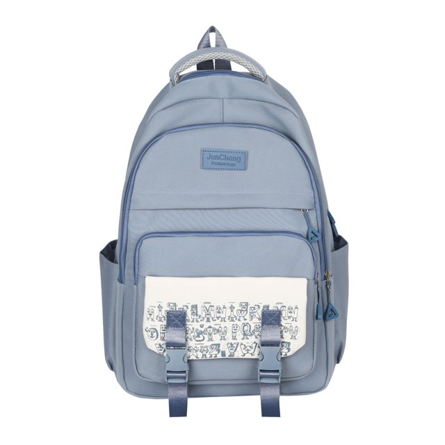 1pc Fashion Simple Trendy High School Middle Students Backpack, Large Capacity Foldable Multi-functional Backpack, Outdoor Travel Bag, Cute Cartoon Letter Pattern Bag, Simple Contrast Color Bag
