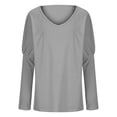 thumbnail image 6 of Scyoekwg Long Sleeve Shirts for Women Lightweight V Neck Casual Dressy Blouses Solid Color Fall Tops Pullover (Gray,XXL), 6 of 6