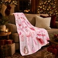thumbnail image 3 of Pink Bows With Cherries And Jeweled Hearts, Soft Flannel Blanket with Romantic Decorative Watercolor Print, Housewarming Gift and Home Decor for Bedroom and Living Room, 3 of 7
