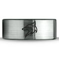 thumbnail image 2 of Tungsten Coyote Canis Canidae Watching Band Ring 8mm Men Women Comfort Fit Brushed Gray Flat Cut Black Polished, 2 of 4