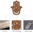 thumbnail image 3 of Hamsa Hand Wall Decor Wooden Wall Art Sign Sacred Laser Cut Sculpture Hanging Zen Witch Decor Spiritual Symbol for Home Office Yoga Studio Housewarming Gift Decoration 10 x 12 Inch(Brown), 3 of 7